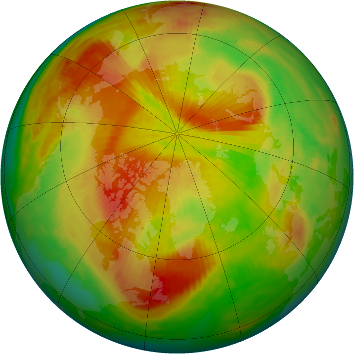 Arctic ozone map for 15 April 1992